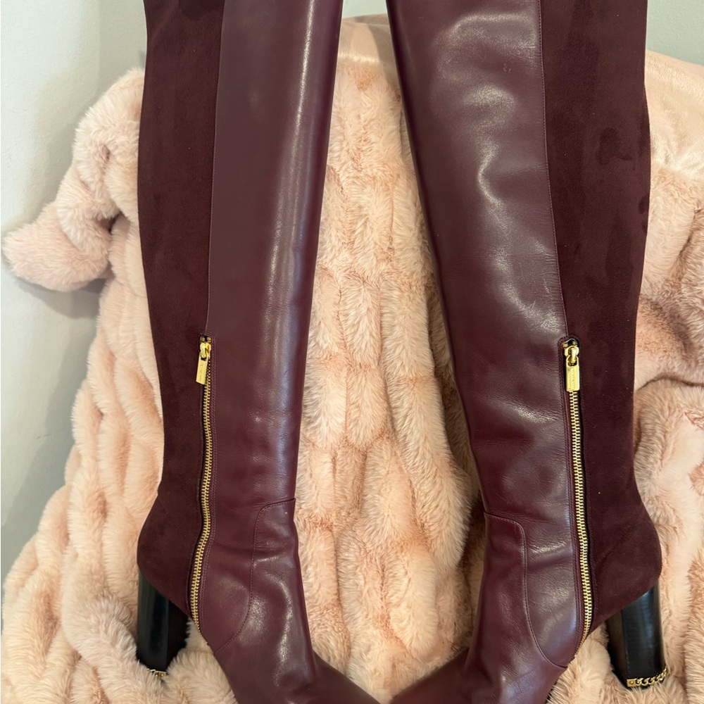 Michael Kors Burgundy Over the Knee Boots